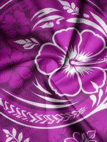 男士海洋生物印花抽绳腰双层沙滩短裤 - 彩色 - 查看 6