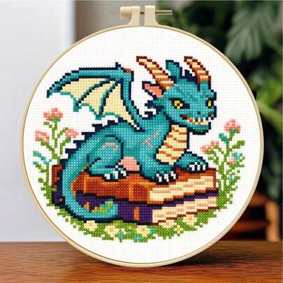 DIY Cross Stitch Kit For Potted Plant Bookshelf, Includes Materials & Tools, Beginner Embroidery Home Decor Gift (Excluding Embroidery Frame)