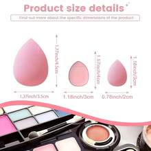 12PCS Makeup Sponge Set,  Sponge For Foundation Blending With 3PCS Mini Makeup Sponges & 3PCS Triangle Powder Puff, Soft Make Up Sponges For Face Cosmetic Applicator For Powder Liquid - 粉色 - 查看 5