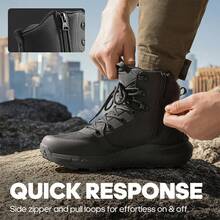 Men's 8-9 Inch Tactical Boots - Lightweight Military Combat Hiking & Motorcycle Work Boots With Side Zipper, All-Day Comfort - 黑色 - 查看 5