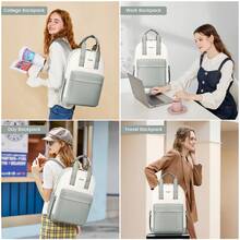 LOVEVOOK Laptop Backpack For Women, 17 Inch Travel Laptop Bag, Waterproof Computer Backpack Purse For Work Teacher Nurse, Durable Casual Daypack - Xám xanh + trắng nhạt - Xem 9