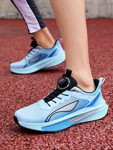 男士时尚休闲公路坡跟跑鞋 - 黑藍 - 查看 3