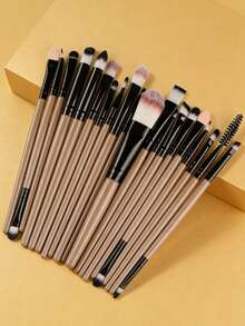 20-Piece Eye And Face Makeup Brush Set, Including Foundation, Eyeshadow, And Blush Brushes – A Complete Makeup Tool Set. - Vàng - Xem 7
