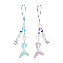 Y2K Cute Phone Charms Set - Aesthetic Cherry,Flower, Butterfly & Star Cell Phone Straps, Kawaii PhoneAccessories For Bag Keychain, , Camera Decor - 粉紅藍美人魚 - 查看 1