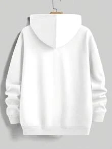 Casual Hoodie, Nordic Style, Regular Fit, Long Sleeves, Geometric Print, Ideal For Spring/Autumn. - White - View 3