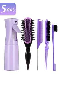 Set de peinado de 1/2/3/4/5/6/11/12 piezas: Nuevo diseño de peine de 9 filas, dientes de peine rizado desmontables, peine de peinado mejorado, botella de spray de 200 ml con excelente sellado y diseño antifugas, kit de herramientas de cepillo de bordes para el cabello, accesorios de belleza para el cabello para el hogar, verano, vacaciones, viaje - Multicolor - Ver 12