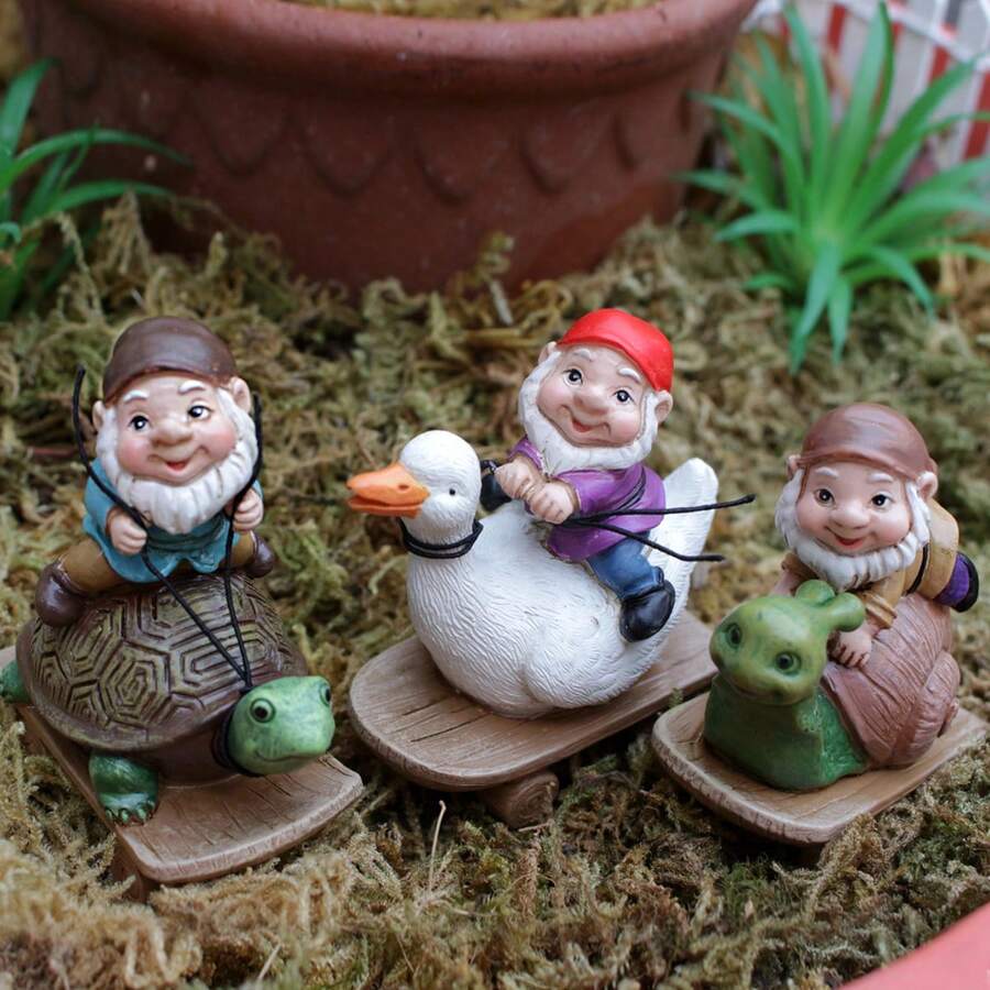 Conjunto de 1 Estátua de Fada em Resina Prateada com Miniaturas de Tartaruga, Pato e Caracol - Perfeita para Jardins de Fadas, Decoração Externa e Presentes de Ação de Graças, Estátuas Divertidas de Gnomos de Jardim, Decoração de Mesa para Pátio, Presentes com Estatuetas de Animais, Adequada para Decoração de Jardim de Fadas, Decoração de Natal e Dia dos Namorados