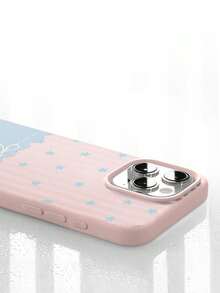 1pc Fashionable Striped Star Patchwork Bow Design Liquid Silicone Shockproof Soft Phone Case, Compatible With Apple 11/12/13/14/14Plus/15/15Plus/16/16Plus/7/8Plus/17/17Pro - Multicolor - View 4