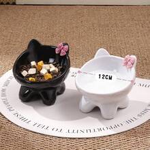 带蝴蝶结的陶瓷猫粮碗，可爱小猫碗，防呕吐，缓解胡须疲劳 - 180毫升 - 查看 3