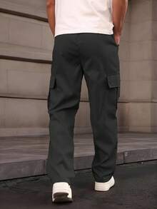 Men's Casual Cargo Pants - Fashionable Straight-Leg, Loose Fit, Multi-Pocket Design, Suitable For Spring And Autumn - Black - View 3