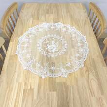 Handmade Style Embroidered Lace Doily Vintage Round Placemat White Floral - trắng - Xem 7