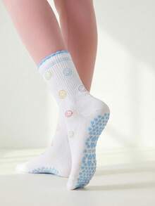 1 đôi tất Pilates nữ họa tiết hoạt hình dễ thương, có chấm chống trơn trượt, thích hợp cho phòng tập nhảy và các hoạt động thể thao trong nhà. - Nhiều màu - Xem 15