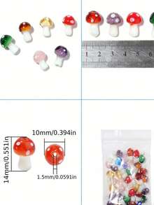 15/25/35/50/60/80/100pcs Multi-Color Mushroom Glass Beads - Colorful Marble Texture Mushroom Decorative Beads, Suitable For Jewelry Making, DIY Necklace, Bracelet, Earrings, Crafts | Vibrant Bead Design | Smooth Texture - Multicolor - View 11