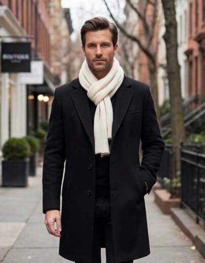 Cachecol Masculino De Lã Tricô Estilo Moderno Casual Premium