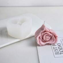 3D Flower Silicone Mold, White Heart Rose Cake Fondant Candle Soap Handmade Mold - White - View 4