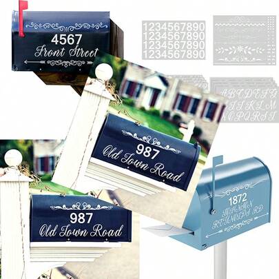 10 Sheets Mailbox Numbers Street Addr Vinyl Decal White Waterproof Mailbox Sticker Flower Decal Self Adhesive PVC Die Cut For Outside Signs Door Farmhouse House
