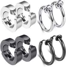 フェイク ピアス めんず クロス リングピアス ノンホール フープ イヤリング イヤーカフ フェイクピアス メンズ ユニセックス アレルギー対応 プレゼント - ビッグ8 - チェックする 11