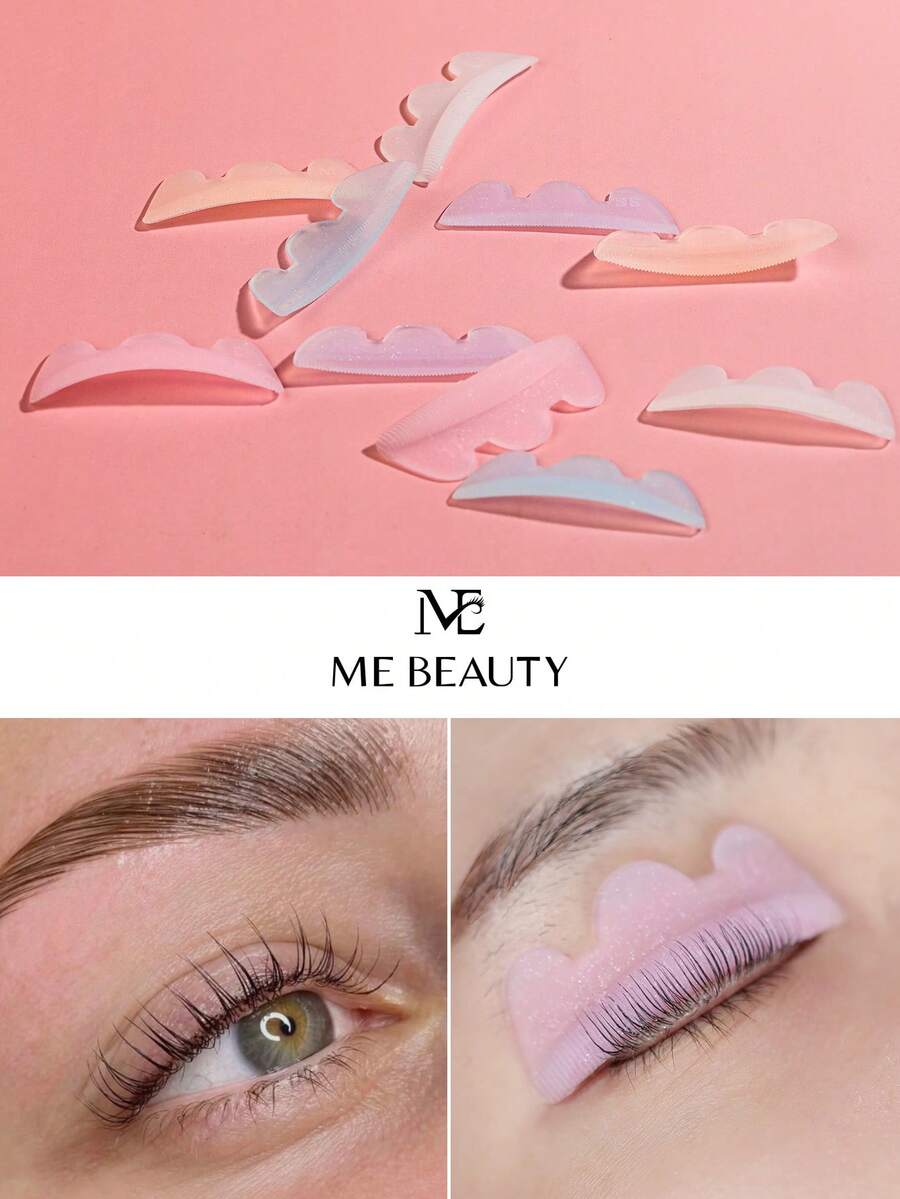 1对可重复使用的硅胶睫毛夹垫，自粘式睫毛提升贴，用于卷翘和提拉睫毛 - 彩色 - 查看 1