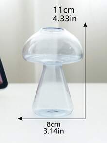 1个透明彩色蘑菇形玻璃花瓶，波西米亚风格花卉装饰，美观的桌面家居摆件，创意植物展示，现代室内装饰，适用于客厅、卧室、餐桌、茶几、书架、窗台，营造自然宁静的氛围，摄影道具，日常家居美学装饰 - 款式3 - 查看 13