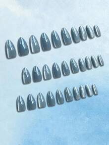 24 قطعة ملصقات أظافر بشكل اللوز المتوسط ذات لمعة، ملصقات أظافر أكريليك بتأثير عين القطة باللون الأزرق الفاتح، تصميم أظافر بشكل اللوز القصير، طقم أظافر صناعية مثالي، يشمل: 1 قطعة جيلي جل و 1 قطعة مبرد أظافر، ملصقات أظافر بتأثير عين القطة، مناسبة للنساء والفتيات للاستخدام اليومي وحفلات الرقص، مستلزمات الأظافر - ازرق ضبابي - مشاهدة 3