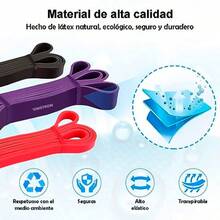 Set De 4 Ligas de Resistencia Elásticas para Crossfit Y Ejercicio Bandas De Entrenamiento De Alta Calidad para Mejorar Tu Fuerza Y Flexibilidad-020 - Multicolor - Ver 4