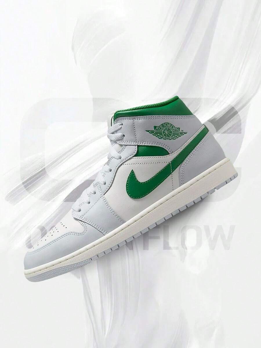 Jordan 1 Mid White Pure Platinum Pine Green– Men's Lifestyle Sneakers – Shoes For Man -Vintage-Spring & Summer-Inspired Running Shoes, Shock-Absorbing Comfort, Gym To Streetwear Casual Wear-Easter Gift–DQ8426 142 - Trắng Summit/Bạch Kim Tinh Khiết/Màu Sail/Xanh Lá Thông - Xem 1