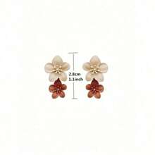 1 Pair Flower Earrings Women Cute Stud Earrings Cool Party Jewelry Valentine's Day Gift For Women Mom Family Friends - 卡其色 - 查看 8