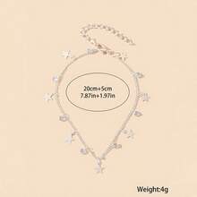 1件时尚简约铜镶嵌水晶星形脚链，适合女士海滩、派对、节日和生日礼物（星星和水晶数量随机） - 彩色 - 查看 5