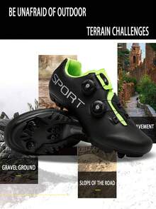 Professional-Grade High-Value Bicycle Shoes, With Triangle & Delta Buckle Clips, Outdoor Cycling Shoes With Strong Grip, MTB Mountain Bike Shoes, Durable & Wear-Resistant, Hardcore Traction, Rotary Buckle Design For Easy On/Off - Black Green - View 9