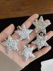 Clip para el cabello con estrella de purpurina estilo Y2K, clip de flequillo con estrella de cinco puntas lindo y elegante, accesorio de clip lateral de diseño de nicho - Multicolor - Ver 10