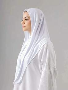 1件装女士经典纯色头巾，预缝制裹颈围巾，可调节多用途头巾，柔软舒适的粘胶纤维面料，适合日常佩戴、运动、瑜伽 - instant hijab - 查看 20