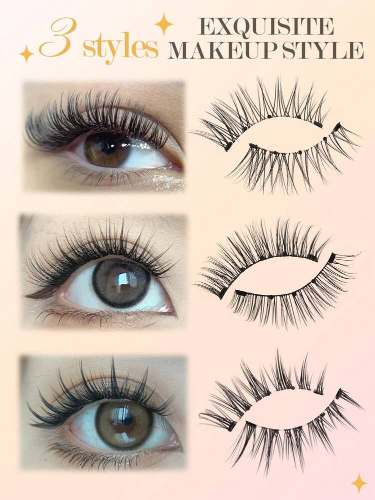 MAGEFY 3 Paia/Set di Ciglia Finte Magnetiche Riutilizzabili, Senza Colla o Rimozione Necessaria, Perfette per il Contorno Occhi, Stile Naturale e a Fumetti, Design Misto, Ciglia Finte 3D Spesse, Creano un Trucco Occhi Affascinante e Sollevato, Adatte per Uso Quotidiano, Lavoro, Studio, Viaggio, Festa, Regalo Ideale per Donne, Confezione Rosa - Ciglia naturali - Visualizzare 5