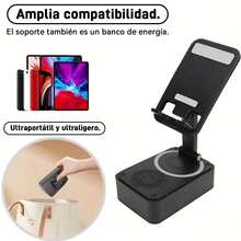 Cell Phone Stand With Wireless Bluetooth Speaker, LED, Non-Slip Base With HD Surround Sound, Perfect For Home/Outdoor Use With Compatible Desktop Bluetooth Speaker - Black - View 4