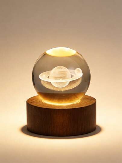 Lámpara 3D Saturno de Cristal con LED - Decoración de Escritorio y Luz Nocturna | Regalo Perfecto de Cumpleaños para Novio/Marido