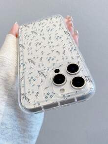 1pc Fashion Creative Blue Flower & Leaf Pattern Phone Case, Suitable As Holiday Gift Compatible With Samsung Galaxy M34/S25/A15, Apple Xs/Xsmax/Xr/11/12/13/14/14plus/15/15plus/16/16plus/7/8plus17/17pro And Other Models - Multicolor - View 4