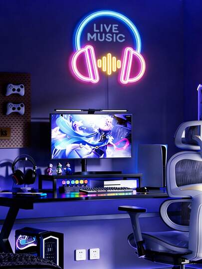 Customized Live Music Music Neon Lights | USB Powered Personalized Earphone Decoration, Suitable For Game Rooms, Bedrooms, Cat Ears, Girls, Men's Caves, And Gifts For Boyfriends.