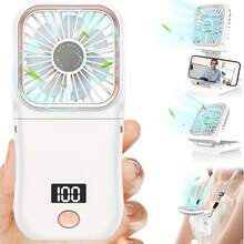 1pc Portable Handheld Mini Electric Fan With Digital Display, Ultra-Thin Foldable Neck Hanging Fan, With Lanyard, USB Rechargeable 3000mAh Battery, 180° Adjustable, 3 Wind Speeds, Suitable For Indoor And Outdoor Use - F3 - View 11
