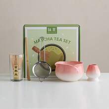 1pc/5pcs Matcha Tea Set, Ceramic Matcha Bowl, Matcha Whisk, Tea Ceremony Accessories, Flower Shaped Salad Bowl - Multicolor - View 4