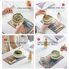 1pc/5pcs Petal Gradient Green Matcha Tea Set, Japanese Ceramic Matcha Bowl & Matcha Whisk Tool Set - Multicolor - View 2