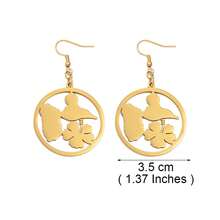 一对瓜德罗普岛地图图案，饰以木槿花鼓形纹样，971区号，不锈钢材质，法国珠宝，女士款 - 彩色 - 查看 8