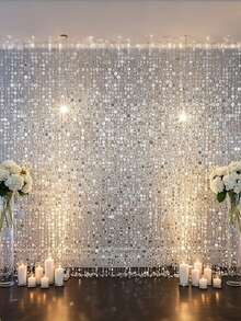 Bộ 3 rèm hạt cườm bạc sang trọng, dây treo sequin lấp lánh màu bạc, bộ sequin bạc, rèm đính đá tròn lấp lánh, thích hợp cho đám cưới, tiệc tùng và trang trí sự kiện, hoàn hảo cho phông nền tiệc, rèm sáng bóng, chất liệu nhựa bền, trang trí đám cưới, lễ hội tại nhà, hiên nhà, tiệc tùng và lễ kỷ niệm. - Nhiều màu - Xem 10