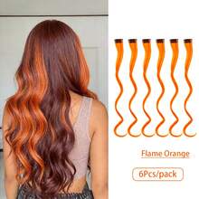 6 pièces Extensions de cheveux bouclés clip-in verts, 18 pouces de long, cheveux synthétiques colorés bouclés pour femmes. Convient pour se déguiser, les fêtes de mode, peut être utilisé comme cadeau pour les femmes, également applicable pour les festivals de musique, accessoire de cheveux pour la Coupe du monde - Multicolore - Voir 17