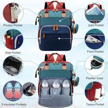 Baby Carrier Diaper Bag Essential Tote Bag For Baby Travel , Travel Storage Bag, Multi-Functional Waterproof Diaper Bag, Stroller Strap Pacifier Box - Blue-green - View 6