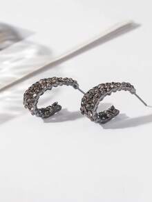 New 2026 Black Diamond Stud Earrings, High-End, Stylish, Unique, Korean Jewelry - Black - View 7