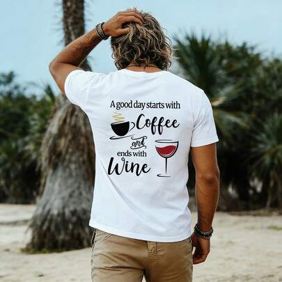 Men's New Loose Fit Short Sleeve T-Shirt, Summer Casual Beach Vacation Top