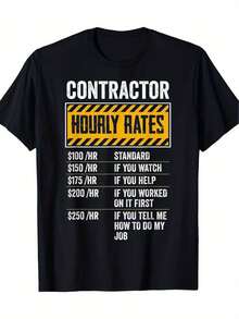 Camiseta Y2K para contratistas: diseño único con tarifas horarias creativas. Perfecta para quienes valoran el trabajo y el humor. ¡Haz que tu estilo hable por ti! Ideal para cada ocasión, consigue la tuya y destaca entre la multitud. - Negro - Ver 1