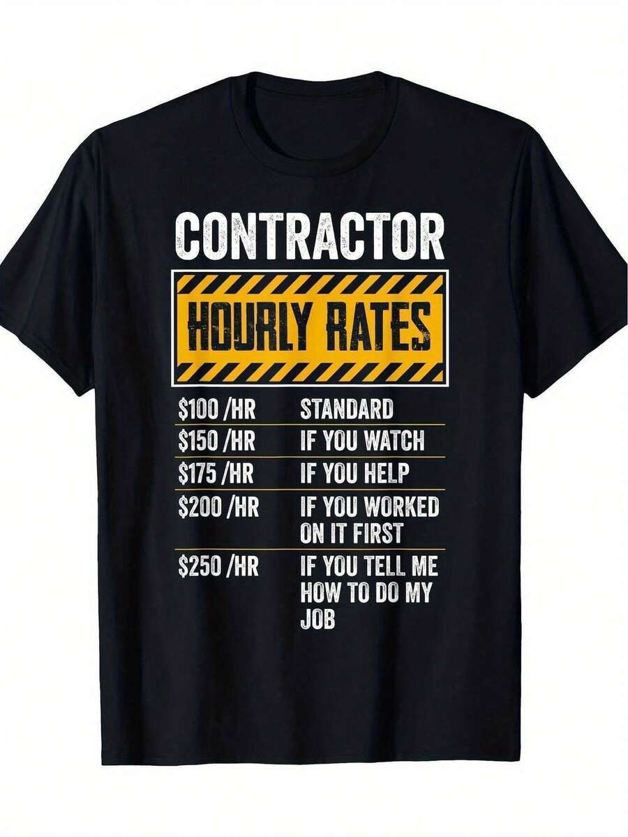 Camiseta Y2K para contratistas: diseño único con tarifas horarias creativas. Perfecta para quienes valoran el trabajo y el humor. ¡Haz que tu estilo hable por ti! Ideal para cada ocasión, consigue la tuya y destaca entre la multitud. - Negro - Ver 1