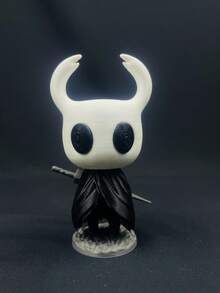 13cm 3D Printed Hollow Knight Figurine - Cute Desktop Decor - Black and White - View 5
