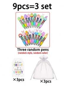 18/9/3件套复活节派对礼品套装，包含复活节主题多色圆珠笔、卡片、10*15厘米礼品袋、派对小礼物、复活节礼物，也适用于学校用品、节日派对赠品、文具礼品、课堂奖励、节日派对装饰、生日派对等场合。 - 多色 - 查看 14