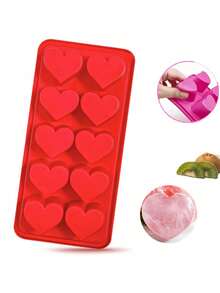 1pc Heart Shaped Silicone Ice Making Module 10 Cavities Love Ice Cube Easy Release Pink Red Optional For Home Bar KTV - Multicolor - View 12